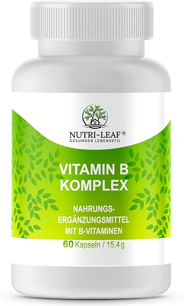 Nutri-Leaf Vitamin B Complex - High Dose with All 8 B Vitamins for Focus Mental Energy Strong Nerves and Stress Resistance
