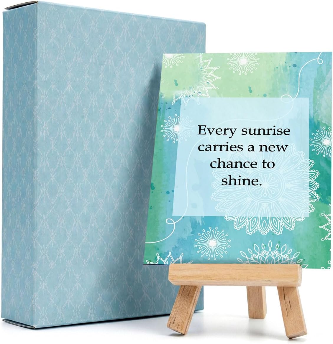 exciting Lives Positive Motivational Cards with Inspirational Quotes & Wooden Easel – 40 Daily Affirmation Desk Cards for Confidence, Mindfulness & Self-Growth