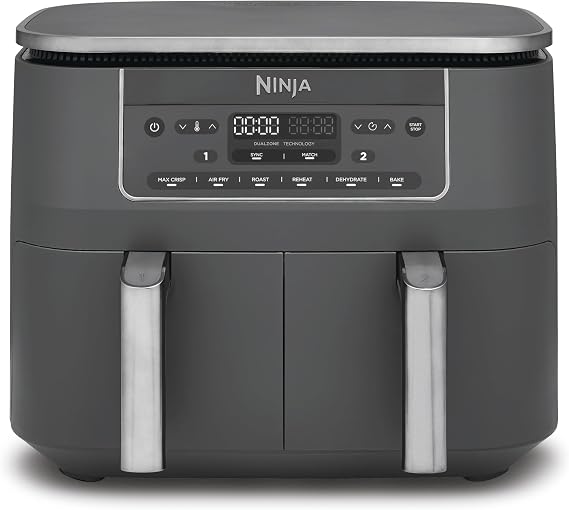 Ninja Double Compartment Air Fryer, 7.6 L, Metallic Grey