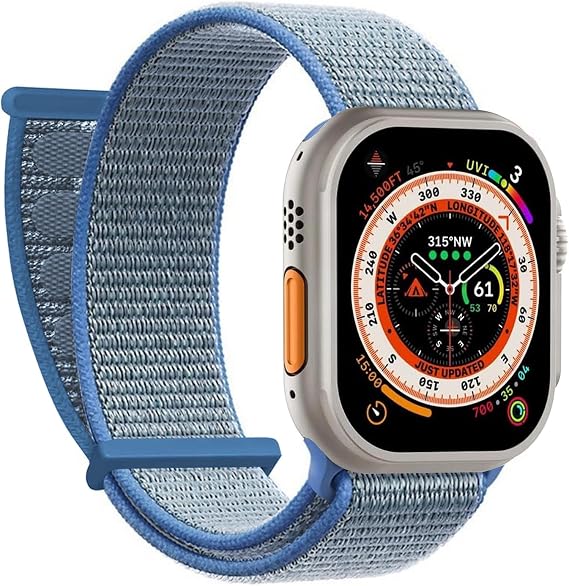 Microsonic Apple Watch Ultra 2 için Kordon Hasırlı Woven Mavi [Watch Ultra 2 ile Uyumlu Kordon - Mavi]