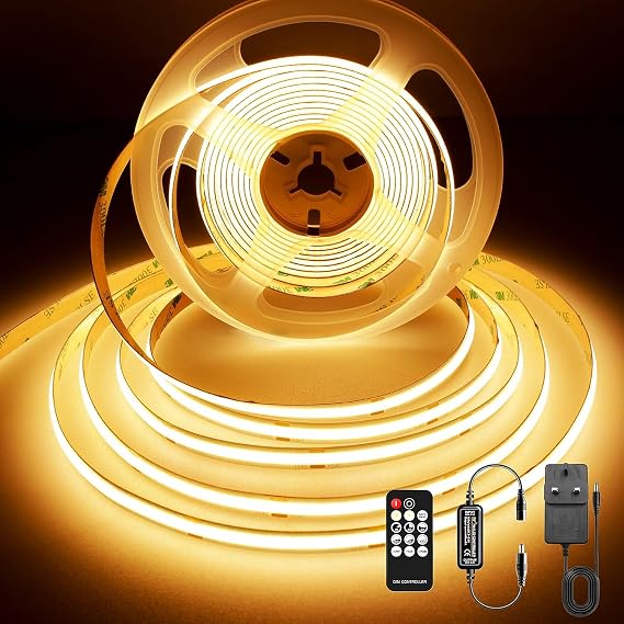 COB LED Strip Lights 5m, 480 LEDs/M, 24V, Warm White, 3000K [Energy Class F]