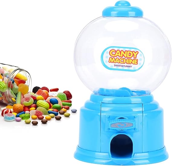 Candy Machine Dispenser, Plastic Candy Machine Mini Money Bank Mini Sweet Dispenser Cute Sweet Machine Gumball Machine Vending Machine Suitable for Candies or Nuts Less Than 1.5cm in Diameter (Blue)