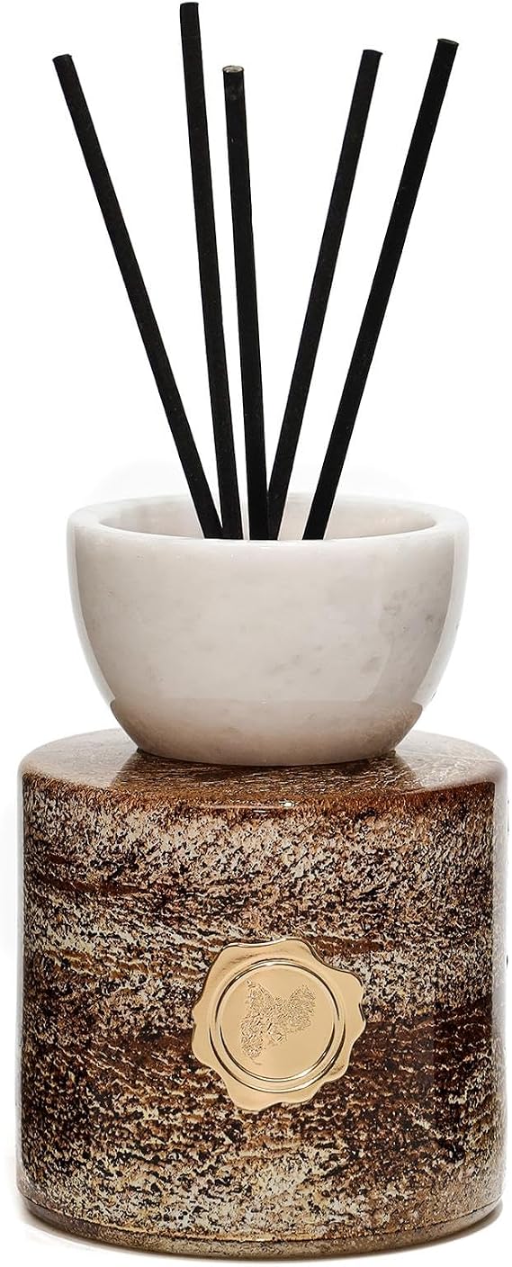 Marble Bloom Serisi- Beyaz Mermer Aksesuarlı Dark Wood Oda Kokusu