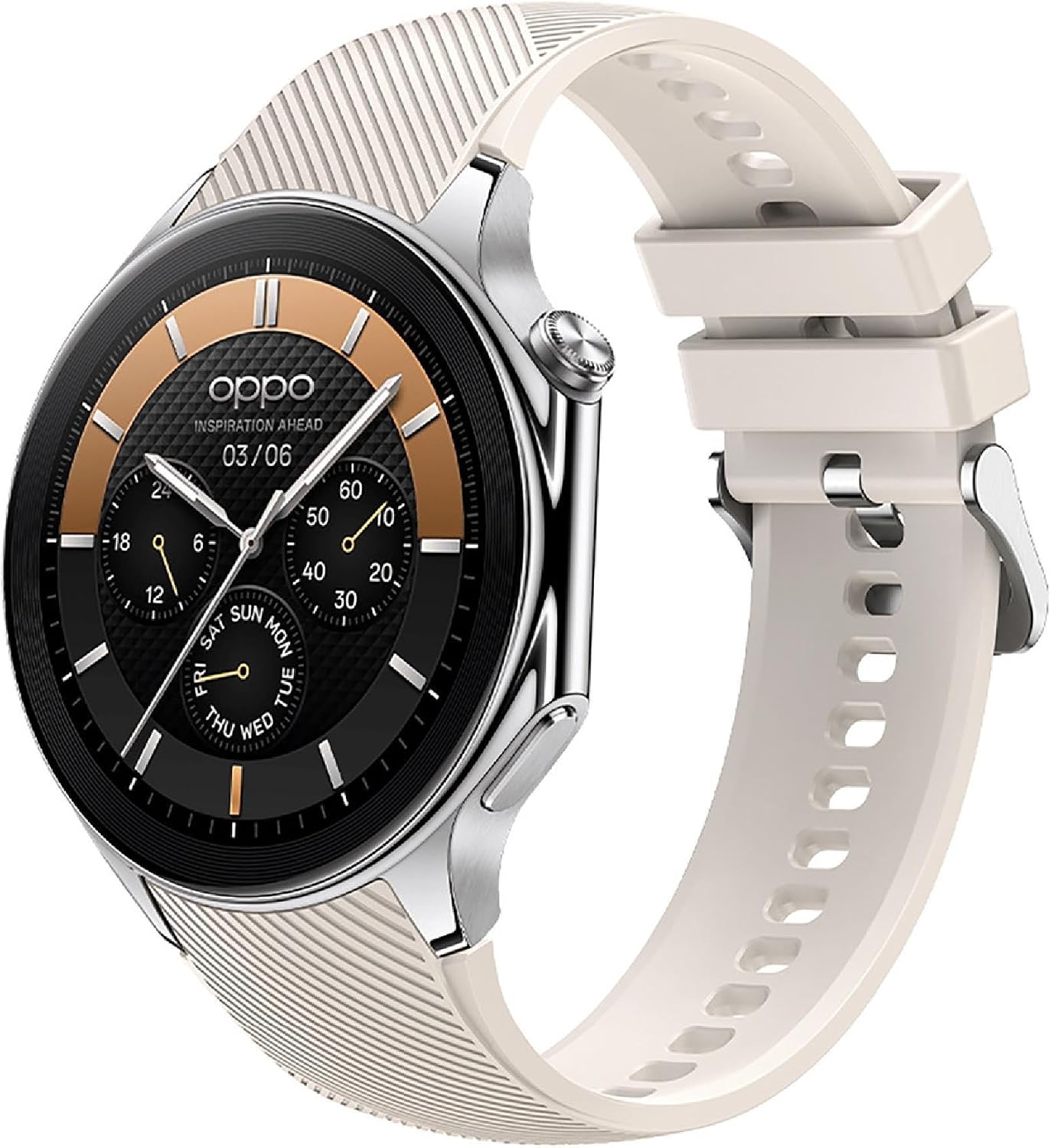 GIOPUEY Strap Compatible with OnePlus Watch 3/2/2R/OPPO Watch X, Soft silicone Watch Strap, Strap Replacement [Wear-resistant] [breathable] - Beige