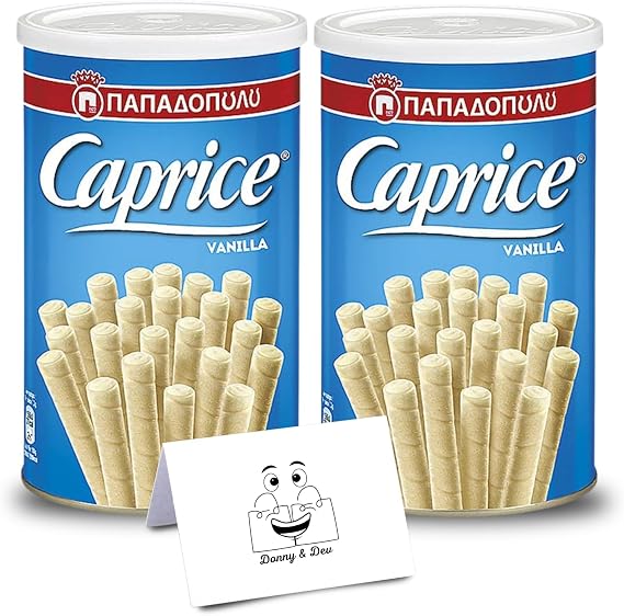 Caprice Vanilla Wafers Crispy Rolls 2x250g Papadopoulou Vanilla Cream Wafer
