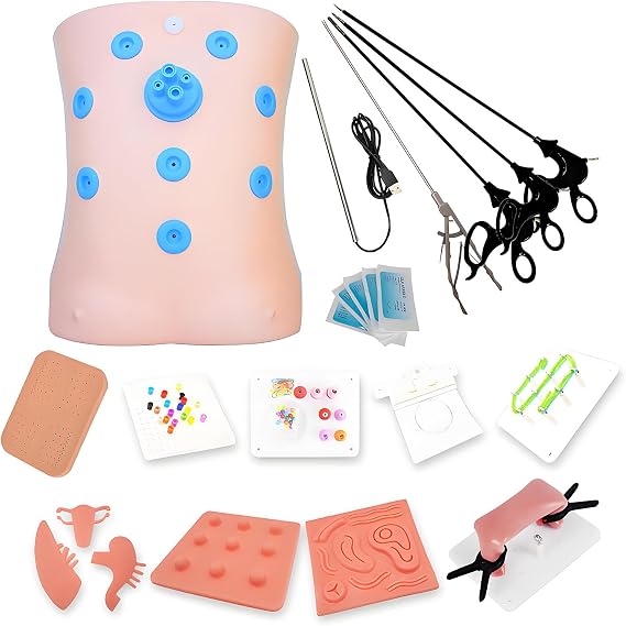 Portable Lap Training Box & Basic Laparoscopic Skills Trainer with Endoscope,Invasive Surgery Trainer Teaching Equipment Modules Kits,for Surgeons Students