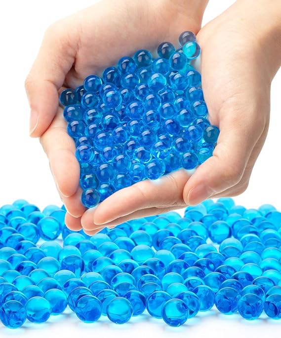 Blue Water Beads - 20,000 Pcs (100+ Grams) - 16mm - Biodegradable Gel Soil Beads - Decorative Water Balls for Stress Relief - Crystal Gel Balls as Vase Filler