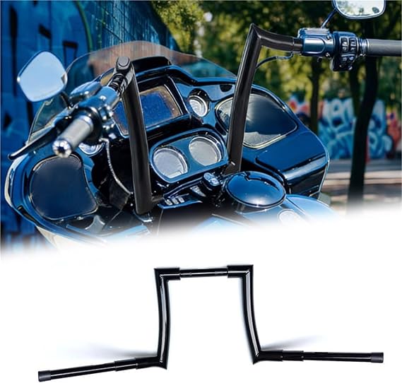 Motorcycle handlebars Motorcycle 1.5inch Fat Ape Hangers 10/12/14" Rise Handlebars Gloss Black For Harley Softail For Custom FXSTC 1986-1999, 2007-2010(14")
