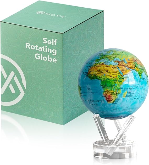 MOVA Self Rotating Globe, Ocean Blue Relief Classic (4.5")