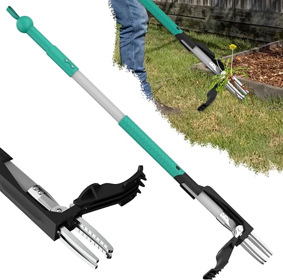 Weed Puller Root Remover Stand Up Weed Remover Tool with 4 Claw