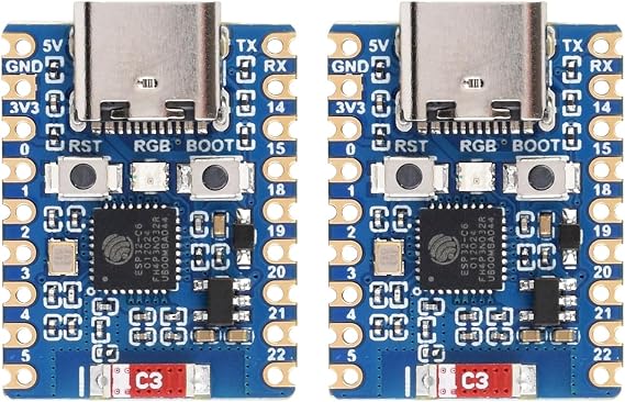 Waveshare ESP32-C6-Zero(2 PCS), ESP32-C6 Mini Development Board, Based on ESP32-C6FH8, Dual Processors, 160MHz Running Frequency, 2.4GHz WiFi 6 & BT5, ESP32 Development Board, Without Pin Header