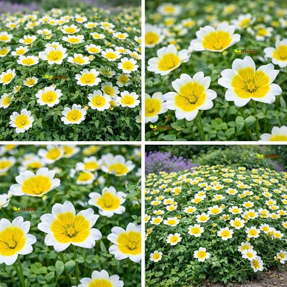 350 Poached Egg Plant Seeds – Limnanthes douglasii – Yellow Flowers with White Edges, Low Spreading Ground Cover, Pollinator Friendly – Annual Flower Seeds with Free Plant Tag