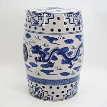 Hand Painted Garden Stools, Ceramic Garden Stool, Decorative Ceramic Garden Stool, Chinoiserie Ceramic Drum Garden Stool, Chinese Drum Stool, Blue White Porcelain Accent(Pattern 01)