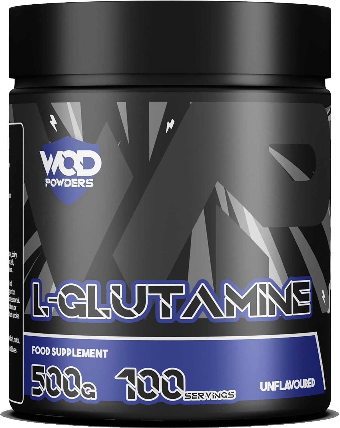 Glutamine Powder - 500g | Amino Acid, Improve Recovery, Boosts Immune System | Unflavoured 100% Micronized Glutamine Powder | 100 Servings in Tub with Scoop by WOD Powders