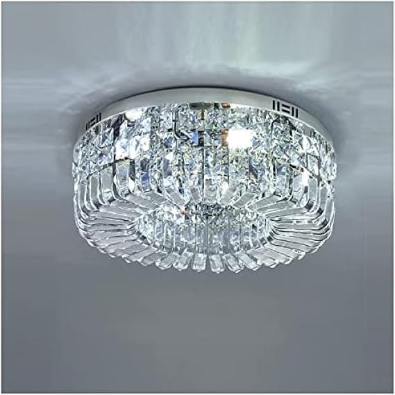 Ceiling Lamp Crystal Ceiling Light Bedroom Warm Romantic Round Modern Minimalist Atmospheric Household Hall Light for Bedroom, Bathroom, Kitchen, Hallway,Silver,60cm
