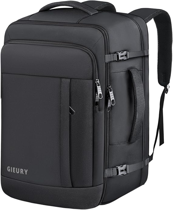 Gieury Carry On Backpack, 50L Travel Backpack, Luggage Backpack TSA Flight Approved Laptop Backpack for Men & Women, Large Expandable 40L Daypack Lightweight Business Weekender Bag, Black