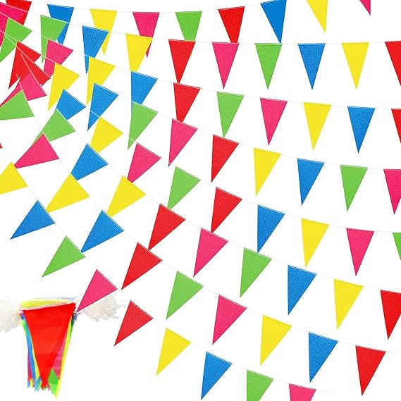 240M 450 pcs Triangle Bunting Banner, Nylon Bunting Decoration, Multi-Coloured Garlands for Birthday Wedding Party, Outdoor Activity, Garden