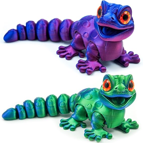 2Pcs 3D Printed Animals, 3D Printed Lizard, Stress Relief Fidget Toys for Adults Home Office Decoration Desktop Toys 3D Printed Animals with Flexible Joints
