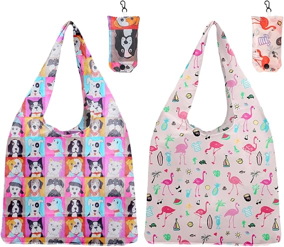 2PCS Waterproof Foldable Shopping Bag Set Reusable Shopping Bags