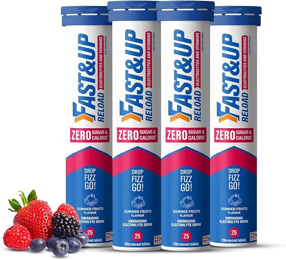 Fast&Up Reload Zero Electrolyte Tablets | Zero Sugar & Calories | Summer Fruits Flavour | 100 Effervescent Tablets with Vitamin C