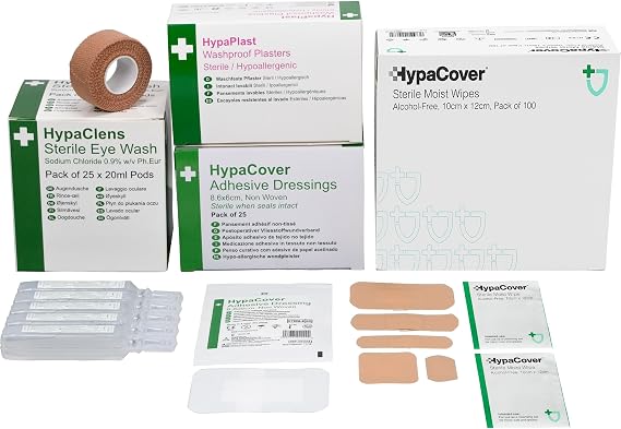Safety First Aid Group Essentials Pack - Eye Wash, Plasters, Wipes, Dressings and Tape (251 Pieces)