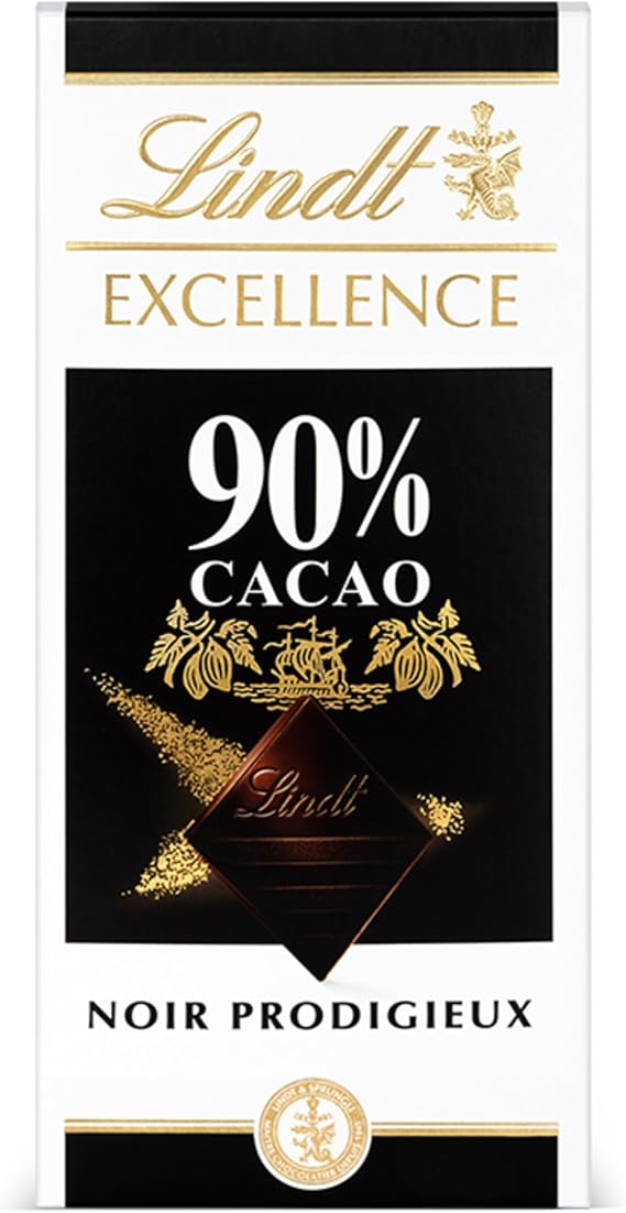 Lindt Chocolate EXCELLENCE 90% Cacao, Pure Chocolate Tablet, Soft, Aromatic Dark Chocolate, Extra Fine, Intense and Balanced, 100 g