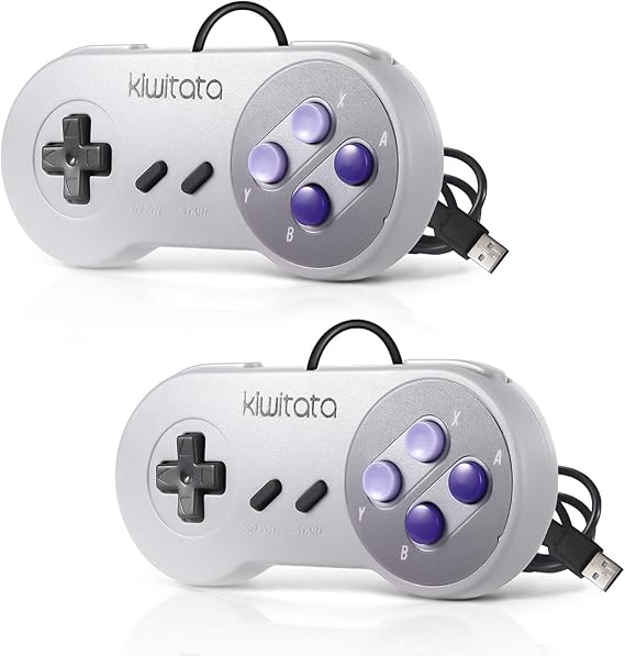 Retro Oyunlar için 2X Klasik SNES USB Denetleyicisi, Windows PC Mac Ahududu Pi için Süper NES Kablolu USB Joypad Oyun Denetleyicisi