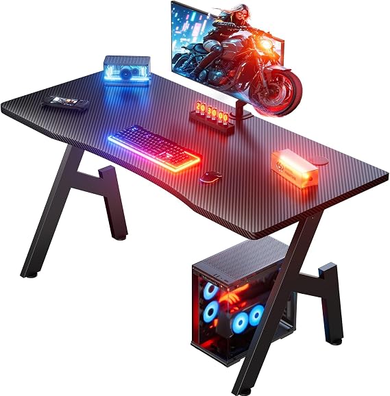 HLONONE Gaming Table 100 x 50 cm PC Table with One-Piece Table Top Black