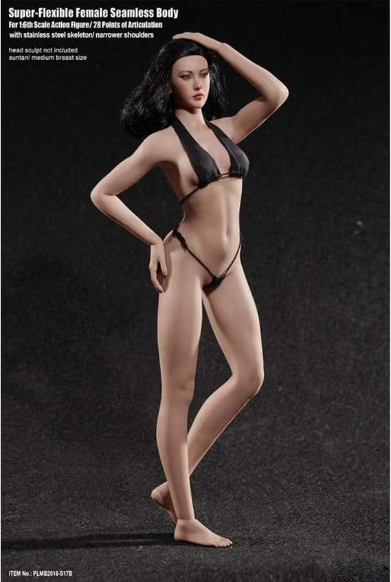 Leying 1/6 Scale Movable Seamless Female Body Model Doll with Removable Feet with Black Underwear (S17B)