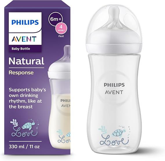 Philips Avent, biberón Natural Response de 330 ml con Flow 4 (tetina para bebés de 3 meses o más), SCY906/11