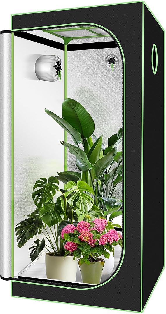 Sonnewelt Grow Tent 600D Oxford Grow Box 80 x 80 x 180 cm Grow Tent Lightproof and Waterproof Grow Cabinet Airy Greenhouse Growroom for Home Growing Indoor Growing