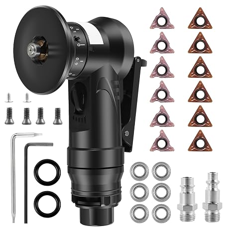 Mini Pneumatic Chamferer, 45° Air Chamfer Tool, 1/4" Air Inlet, Handheld Air Chamfer Tool with Precision Blades, Air Chamfer Tool for Deburring Metal Wood Chamfer