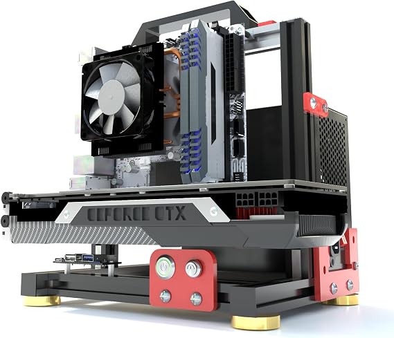 PC Chassis Desktop Computer Open Case Well Cooled Chassis Aluminum Material Test Bench Includes Type-C Support Motherboard (1.ITX)