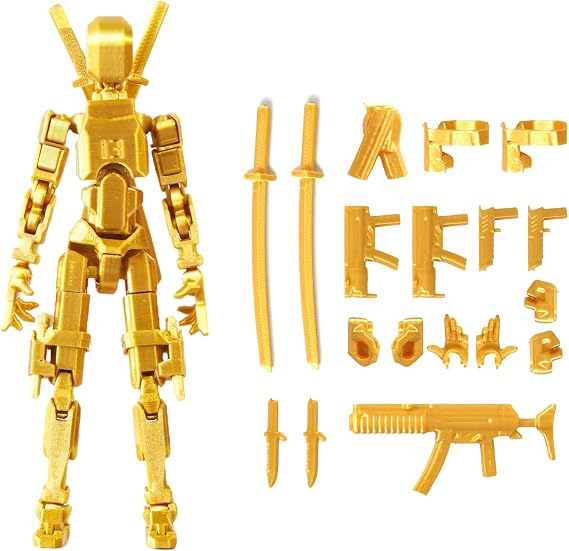 FoxVilla Assembled T13 Action Figure, Titan 13, 3D Printed Action Figure, Lucky 13 Action Figure, Assembled Dummy 13 Action Figure Golden