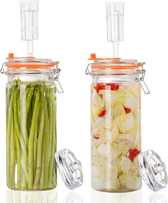 1.3L Fermentation Jars with Weights & Airlock, 2 Pack