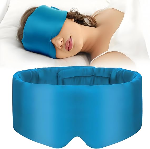 100% Silk Sleep Mask Nose-Wing, Blackout Side Sleeper - Aqua