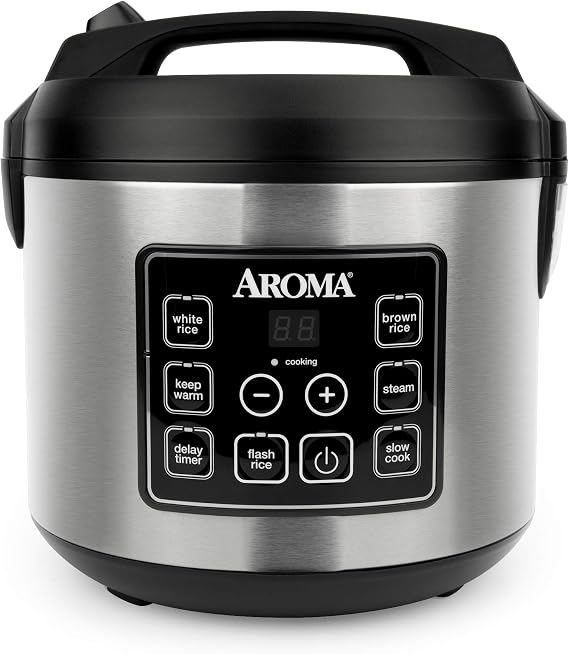 Aroma 20-Cup (Cooked) Digital Rice Cooker and Food Steamer, Stainless Steel by Aroma Housewares