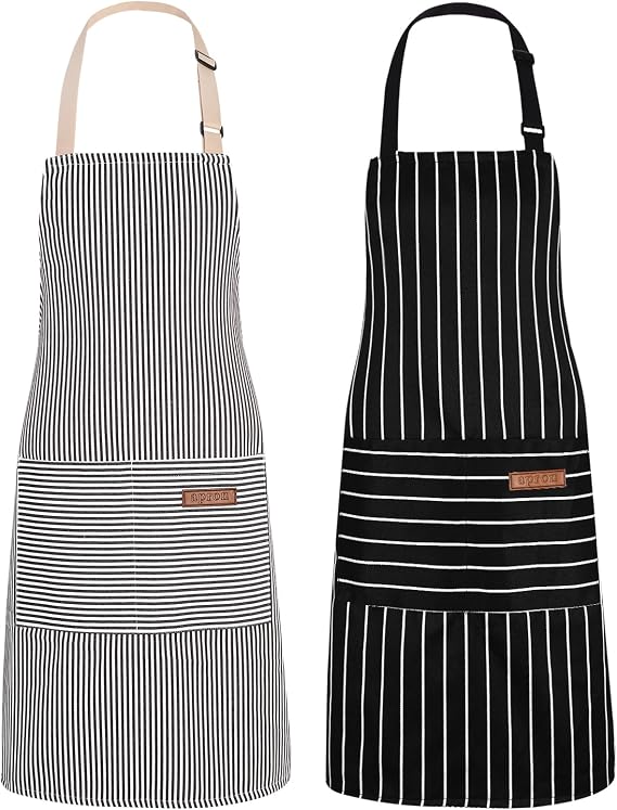 saerryor 2 Pack Unisex Adjustable Bib Apron with Pockets