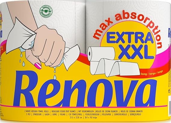 RENOVA Maxi Absorption Extra XXL Kitchen Rolls, 2 = 6 XXL Rolls