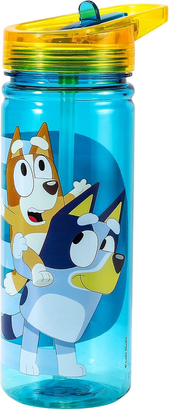 Bluey 580ml Kids Water Bottles with Straw - School Drinks Bottle