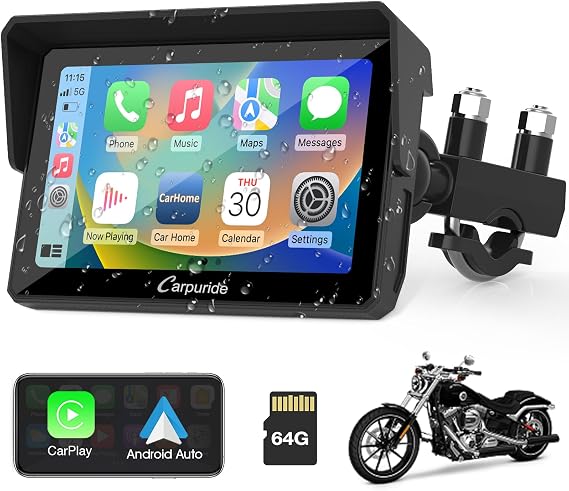 CARPURIDE W502 CarPlay Motorcycle Sat Nav 5 Inch Android Car Bluetooth