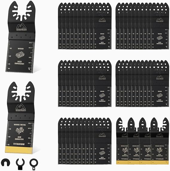 Merryland 57 Pack Oscillating Saw Blades Universal Titanium Multitool Blade