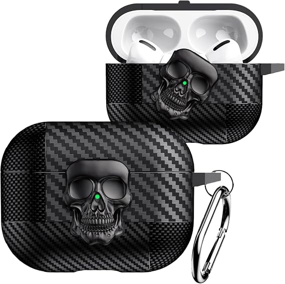 Airpods Pro 3.Nesil Ile Uyumlu Karbon Fiber Hybrid Polymer Technology Kafa Tası Tasarımlı Premium Kulaklık Kılıfı (Siyah-Siyah)