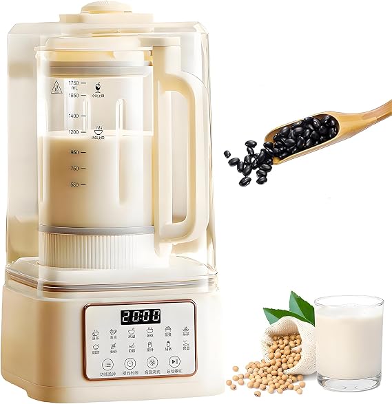 Nut Milk Maker Machine, Automatic Almond Cow Milk Maker with Self-Cleaning, Delay Start, Includes Brush & Measuring Cup for Homemade Almond, Oat, Soy Milk