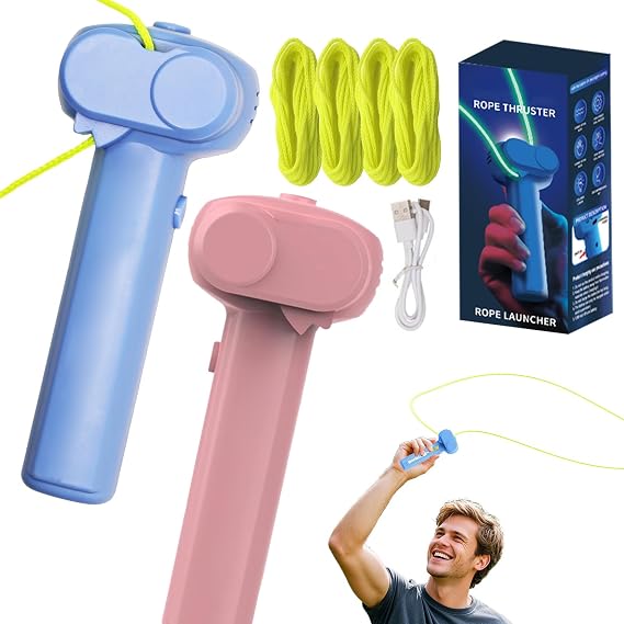 nnOuOnn Zip with 2 String Toy for Pets, 2PCS Glow In The Dark Rope Launcher, Handheld Pressure Reducer Cool Stuff Outdoor Home Interaction Ideal Birthday For Adults Friends To Gifts (Blue and Pink)