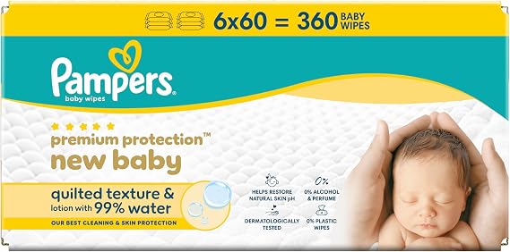 Pampers New Baby Wipes 6x60pk