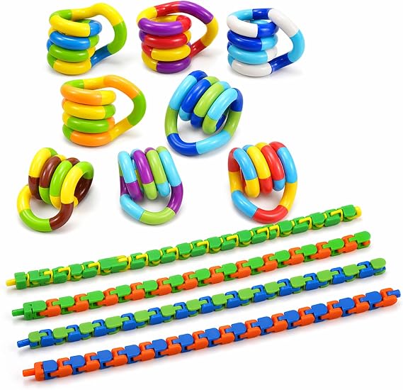 12-Pack Tangle Fidget Toy , Wacky Track Fidget and Tangles Fidget Toys
