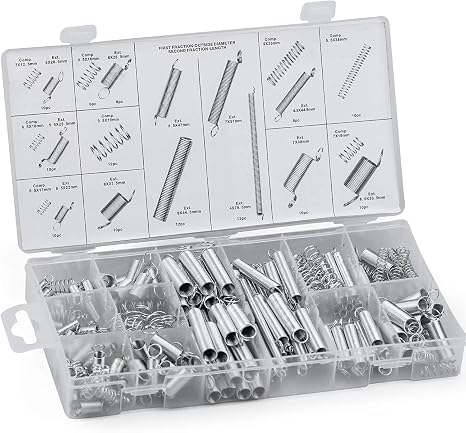 Yesallwas 200 Pcs Springs Assortment Set, 20 Kinds Tension & Compression Springs Box