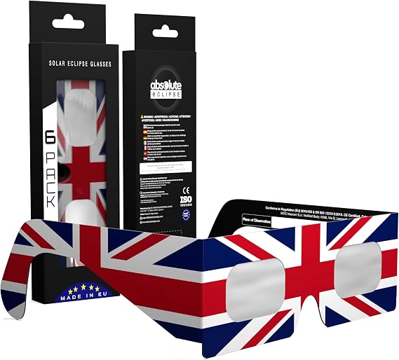 Solar Eclipse Glasses ISO 12312-2 & CE Certified – Safe Solar Viewing for Direct Sun & August 2026 Eclipse | Paper Cardboard Frame, Made in EU | For Kids & Adults