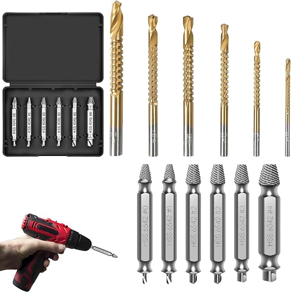 12 PCS Damaged Screw Extractor Set, Easy Out Bolt Extractor Set